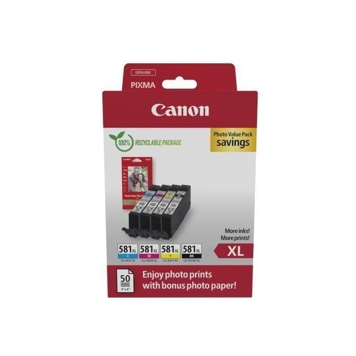 Multipack cartouches d'encre + pack papiers photo - CANON - CLI-581XL