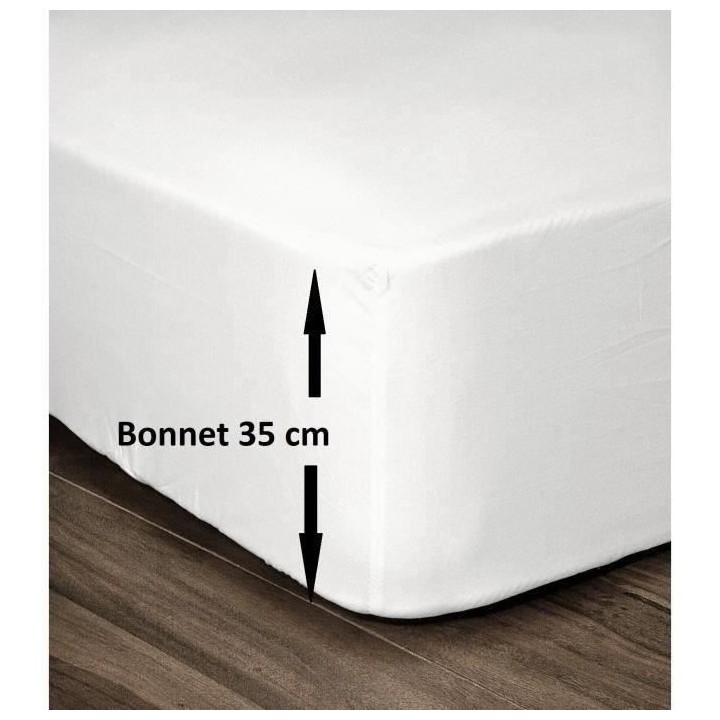 LOVELY HOME Drap Housse 100% Coton 160x200cm - Bonnet 35cm - Blanc