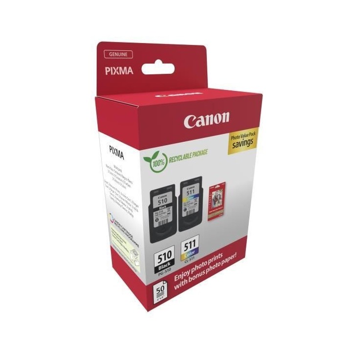 Pack de 2 cartouches d'encre + pack papiers photo - CANON - PG-510 Noi