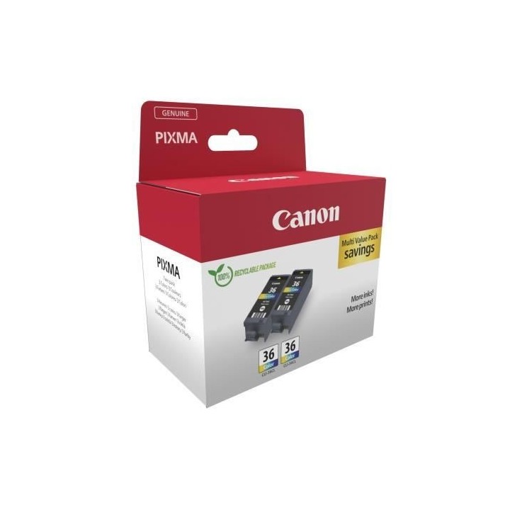 Pack de 2 cartouches d'encre couleur - CANON - CLI-36 CL - Jet d'encre