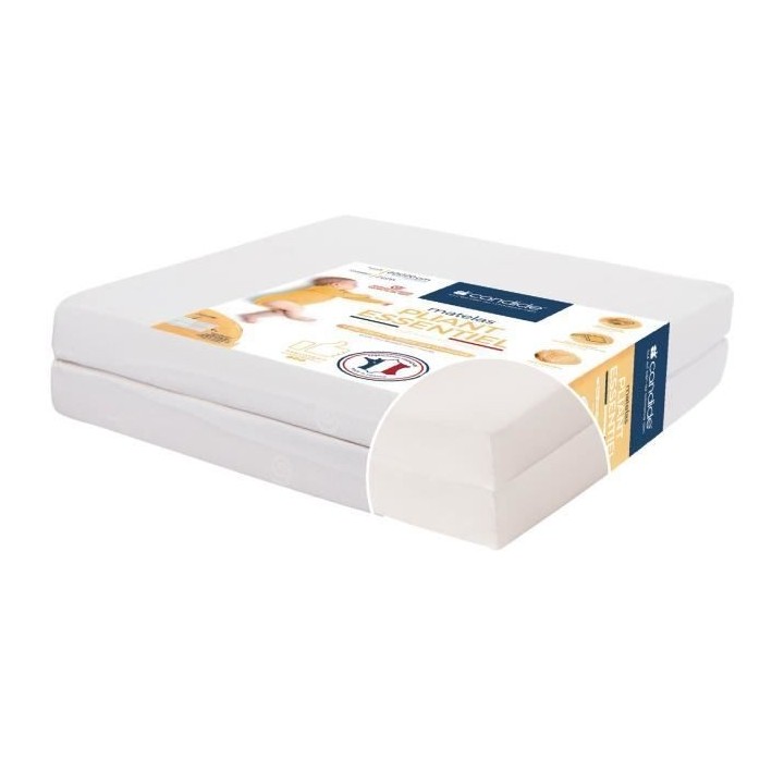 Matelas Bébé Pliant 2 Parties 60x120x7cm Essentiel Fabriqué En Fran