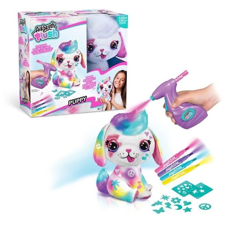 Peluche Airbrush Chiot a personnaliser - Peluche spray art avec feutre