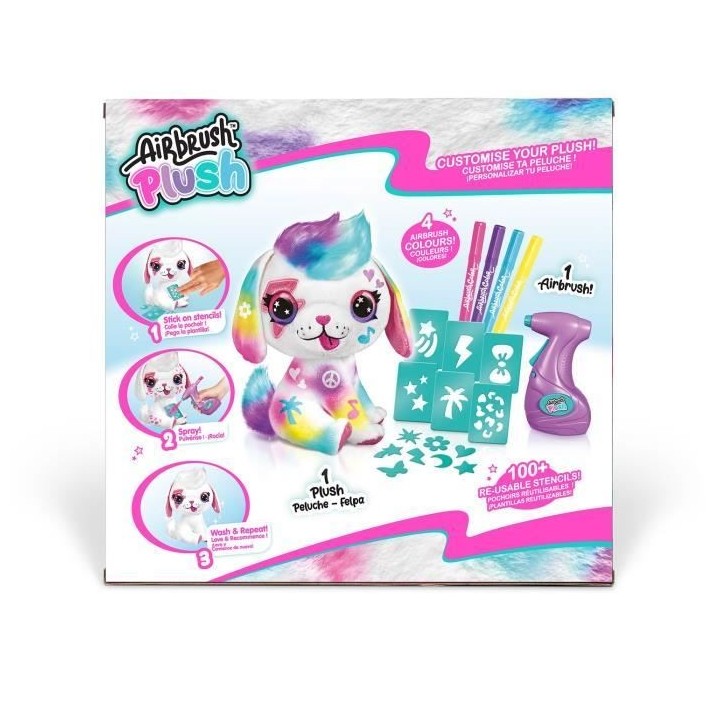 Peluche Airbrush Chiot a personnaliser - Peluche spray art avec feutre