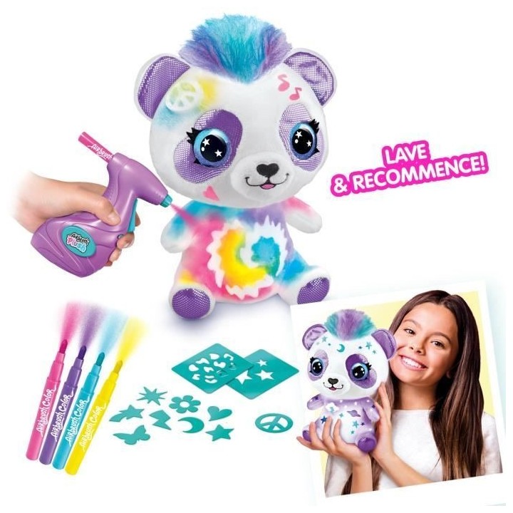 Peluche Airbrush Panda a personnaliser - Peluche spray art avec feutre
