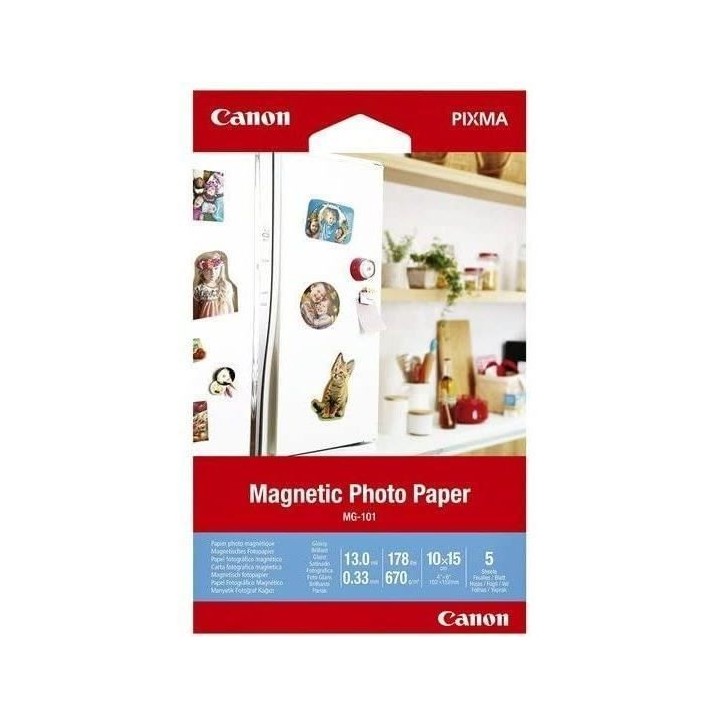 Papier Photo Magnétique - CANON - MG-101 - 10x15cm - 670gr - 5 feuill