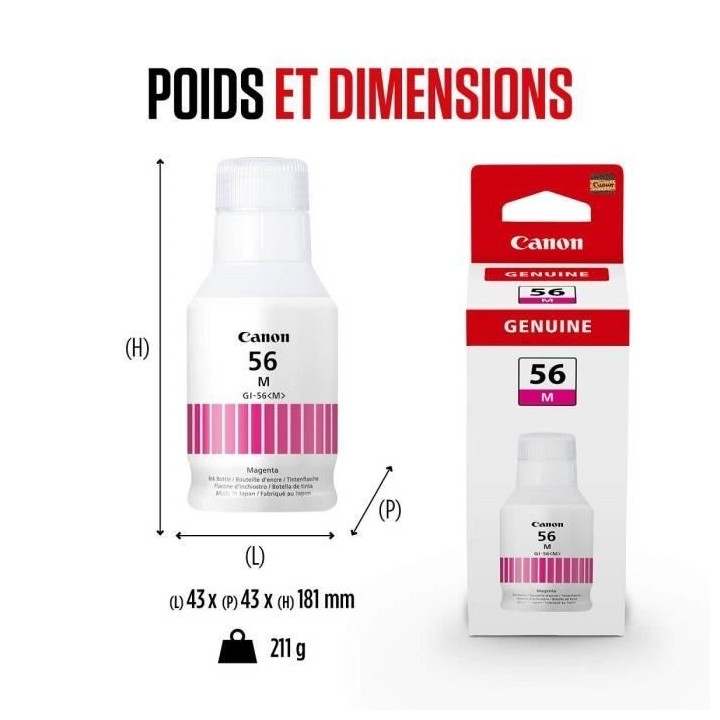 Bouteille d'encre - CANON - GI-56BK - Magenta - Compatibilité MAXIFY