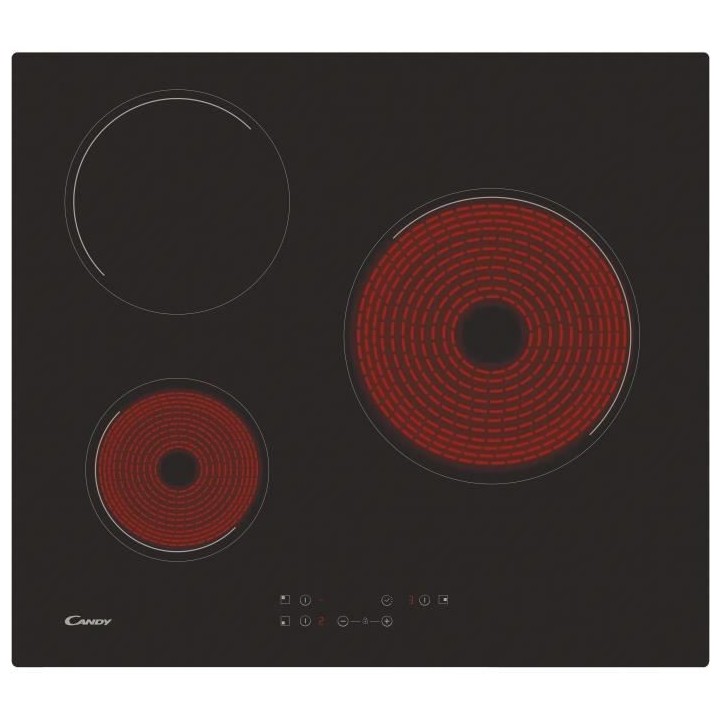 Plaque de cuisson vitrocéramique CANDY CH63CT - 3 foyers - Noir