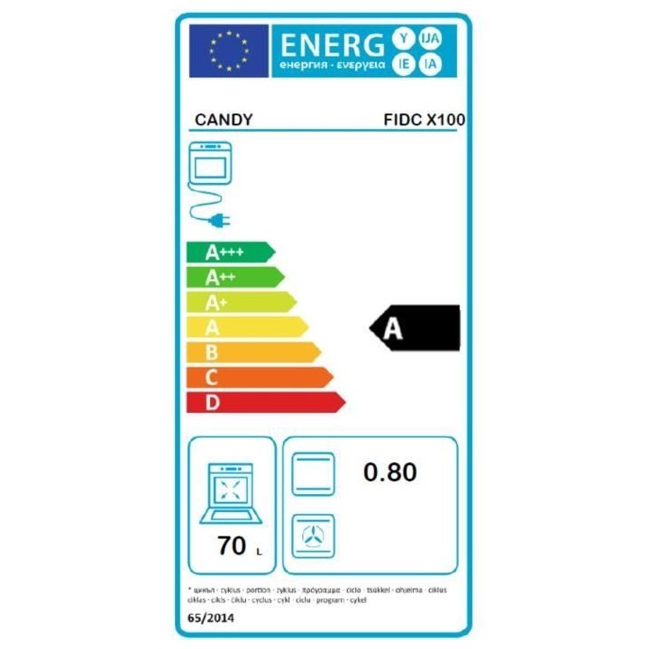 Four encastrable nettoyage manuel - convection naturelle CANDY FIDC X1