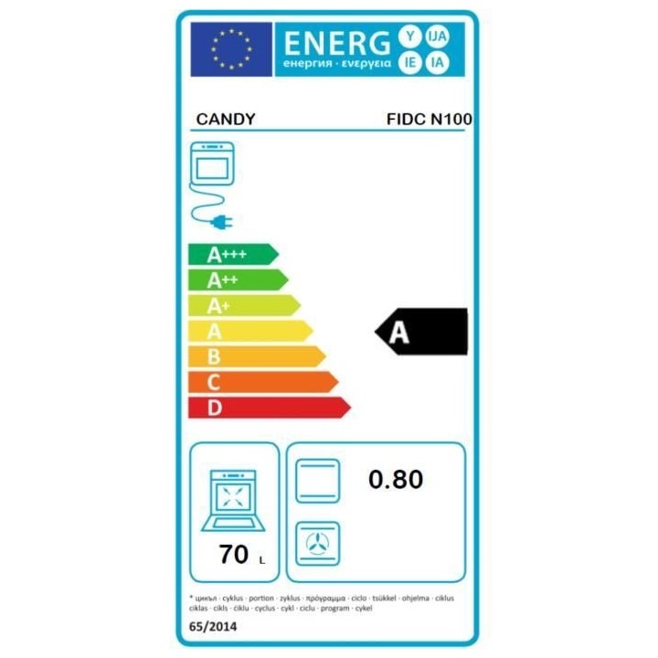 Four encastrable nettoyage manuel - convection naturelle CANDY FIDC N1