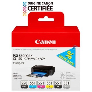 CANON Pack de 5 cartouches d'encre PGI-550 / CLI-551 Noir/Cyan/Magenta