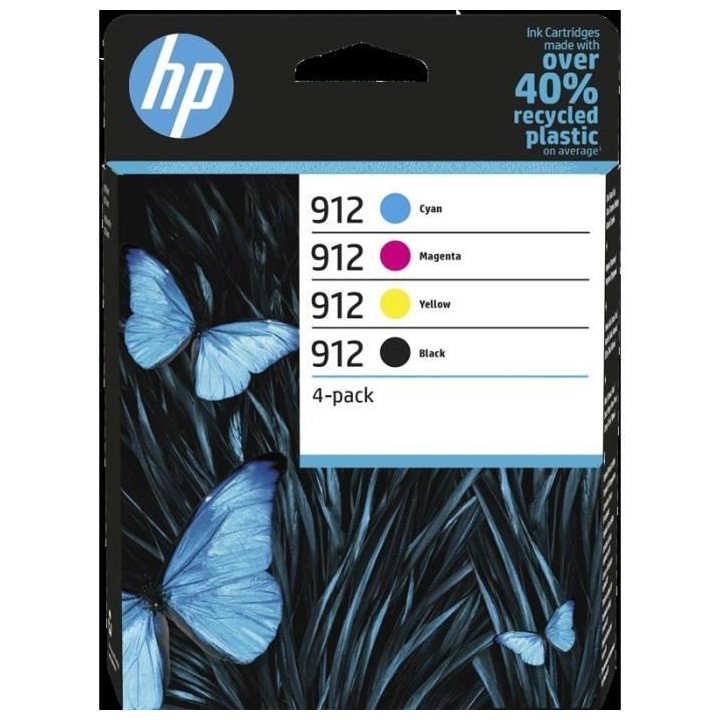 HP 912 Pack de 4 cartouches d'encre noire, cyan, jaune et magenta auth