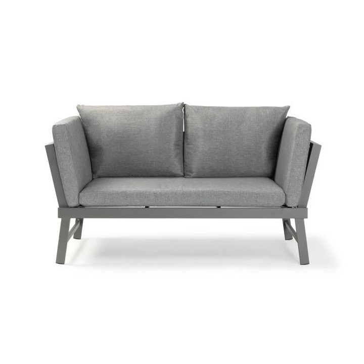 Banquette de jardin multifonction en aluminium avec coussins - 2 perso