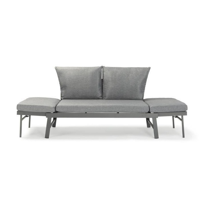 Banquette de jardin multifonction en aluminium avec coussins - 2 perso