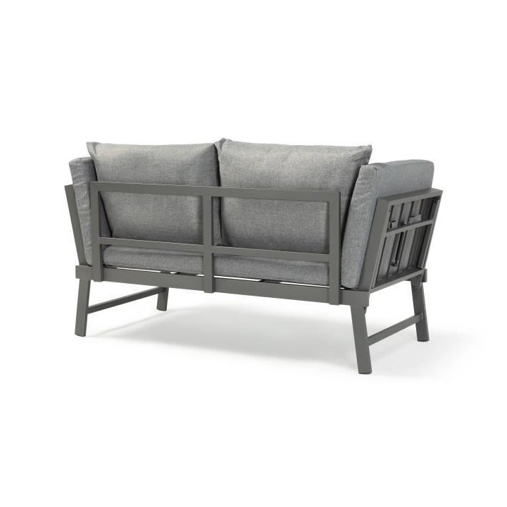 Banquette de jardin multifonction en aluminium avec coussins - 2 perso