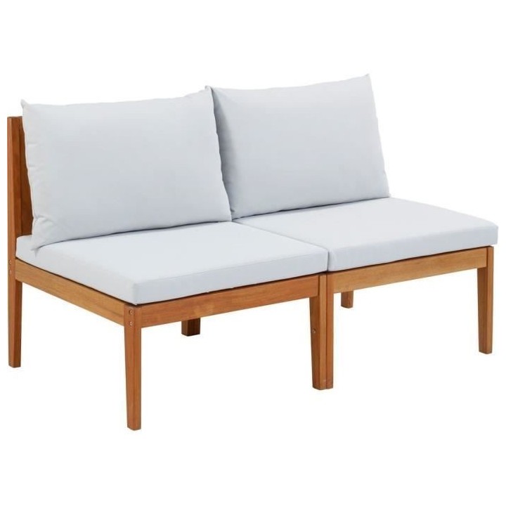 Banquette de jardin ALMA en bois d'acacia FSC avec coussins - 2 person