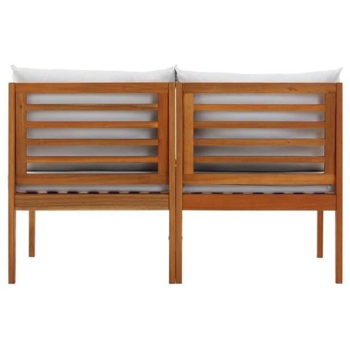 Banquette de jardin ALMA en bois d'acacia FSC avec coussins - 2 person