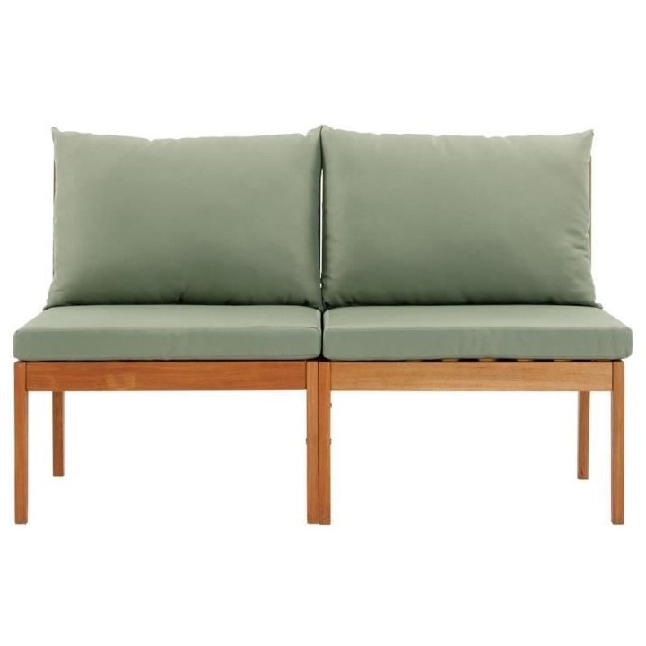 Banquette de jardin ALMA en bois d'acacia FSC avec coussins - 2 person