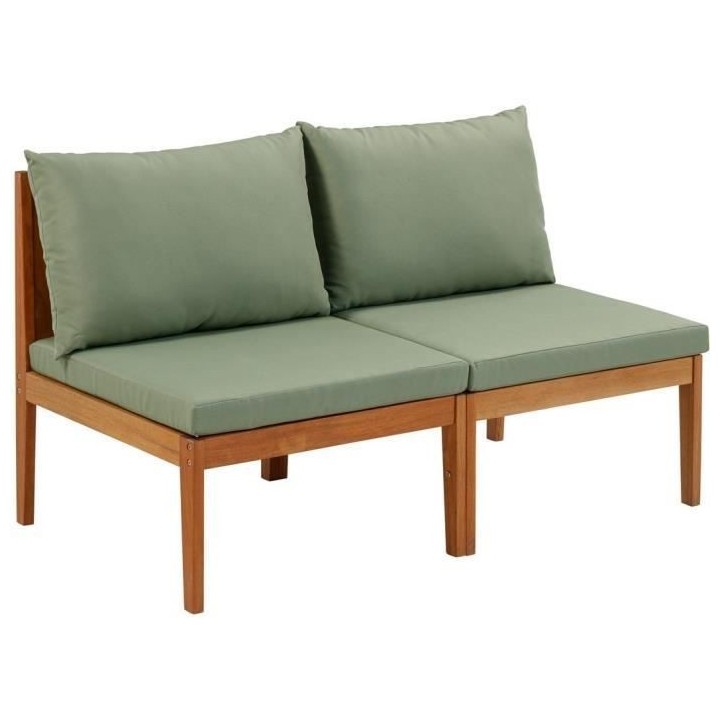 Banquette de jardin ALMA en bois d'acacia FSC avec coussins - 2 person