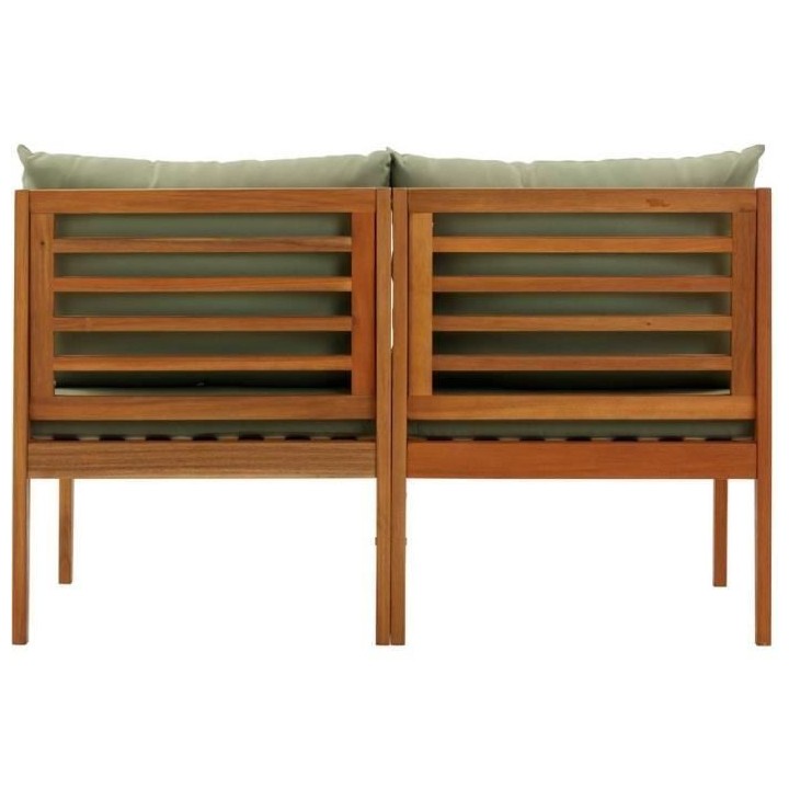 Banquette de jardin ALMA en bois d'acacia FSC avec coussins - 2 person