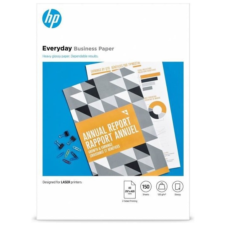 Papier laser professionnel HP Everyday - A3, brillant, 120 g/m² (7MV8