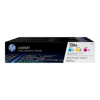 HP 126A Pack de 3 cartouches de toner trois couleurs authentiques (CF3