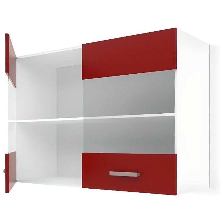 ULTRA Meuble haut vitre de cuisine L 80 cm - Rouge mat