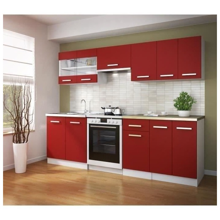 ULTRA Meuble haut vitre de cuisine L 80 cm - Rouge mat