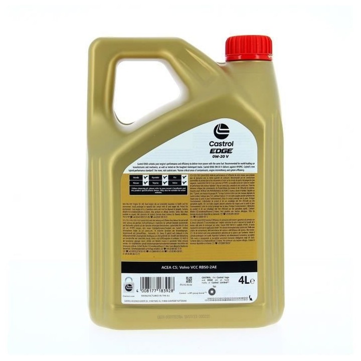 Huile moteur - CASTROL - EDGE 0W-20 V - 4L