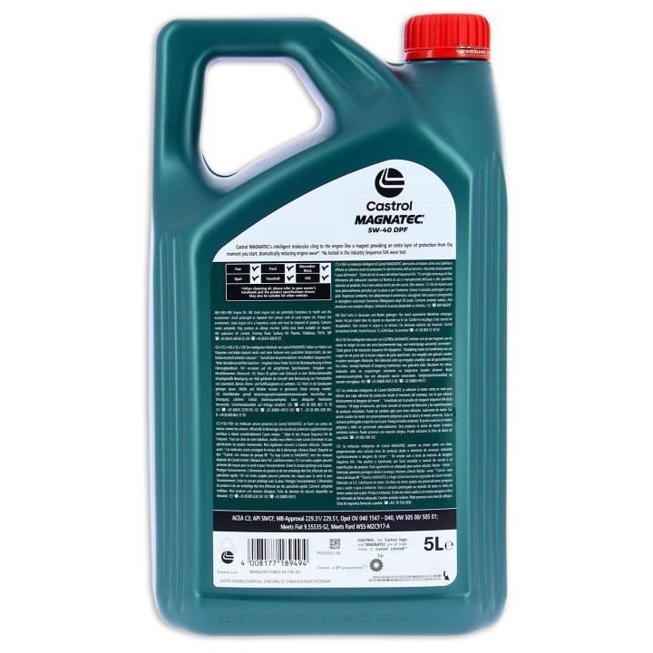 Huile moteur - CASTROL - Magnatec 5W-40 DPF - 5L