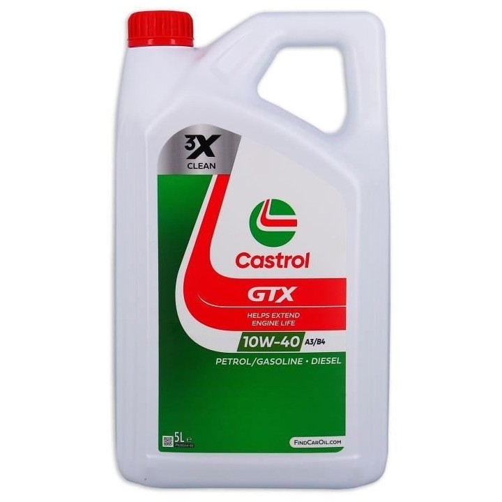 Huile moteur - CASTROL - GTX 10W-40 A3/B4 - 5L