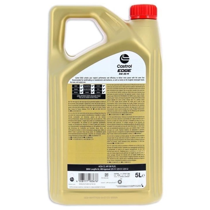 Huile moteur - CASTROL - EDGE 5W-30 M - 5L