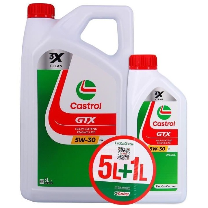 Huile Moteur - CASTROL GTX - 5W-30 C4 - 5L+1L - 057036