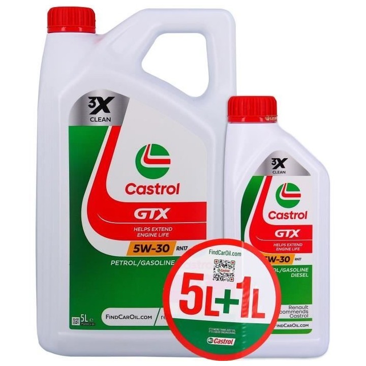 Huile Moteur - CASTROL GTX - 5W-30 RN17 - 5L+1L - 057086