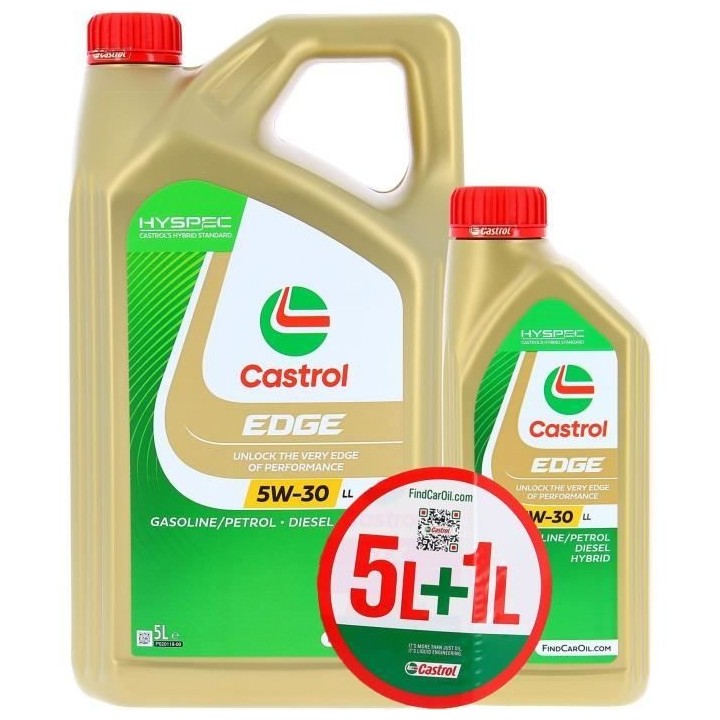 Huile Moteur - CASTROL EDGE - 5W-30 LL - 5L+1L - 057356