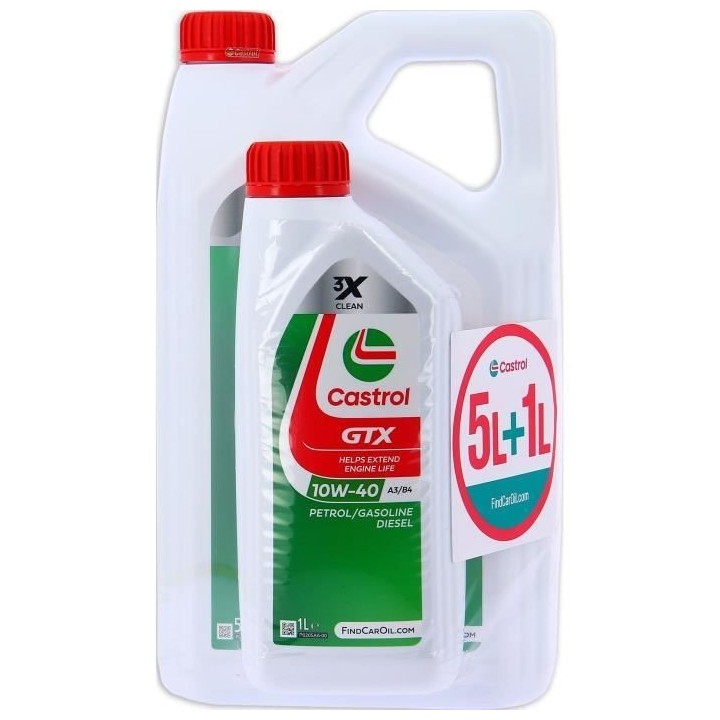 Huile Moteur - CASTROL GTX - 10W-40 A3/B4 - 5L+1L - 057026