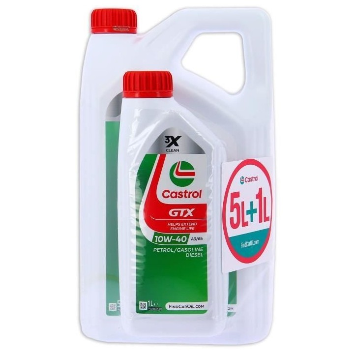 Huile Moteur - CASTROL GTX - 10W-40 A3/B4 - 5L+1L - 057026