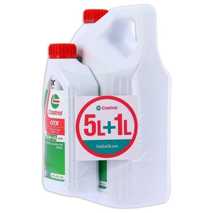 Huile Moteur - CASTROL GTX - 10W-40 A3/B4 - 5L+1L - 057026