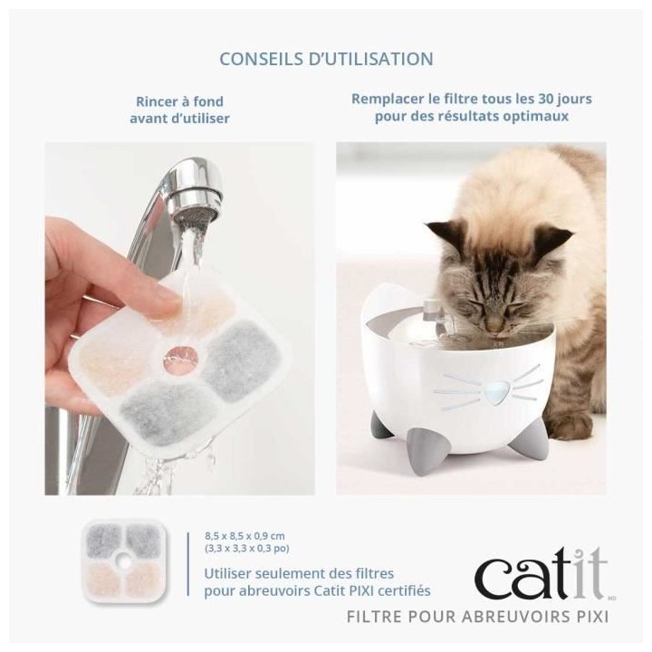 CATIT 6 Filtres pour fontaine a eau PIXI