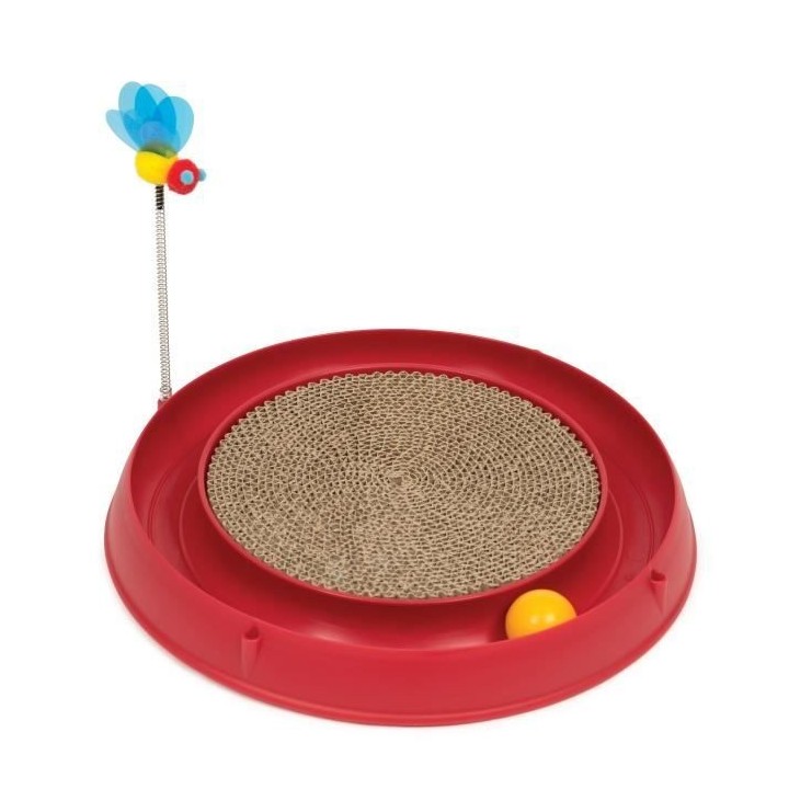CAT IT Cuircuit 3 en 1 avec balle et planche a griffer - Ø 36 cm - Ro