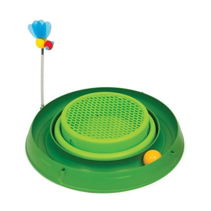 CAT IT Cuircuit 3 en 1 avec balle et jardiniere d'herbe a chats- Ø 36