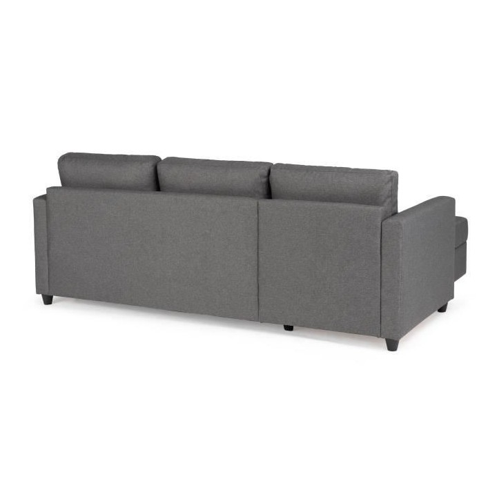 Canapé d'angle convertible réversible 3 places - Tissu gris - Contem