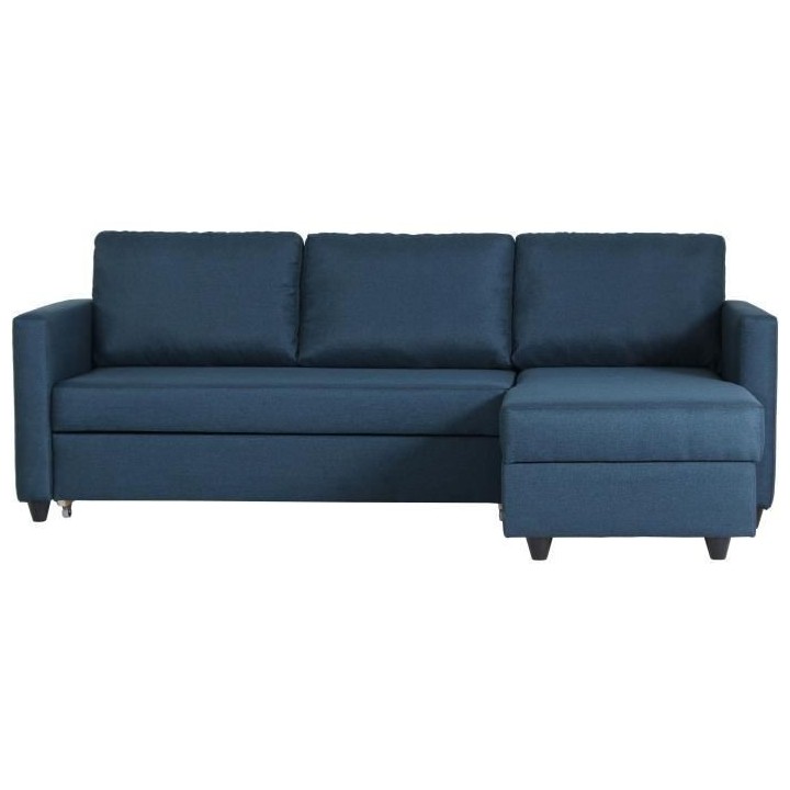 Canapé d'angle convertible réversible 3 places CATS - Tissu bleu - L