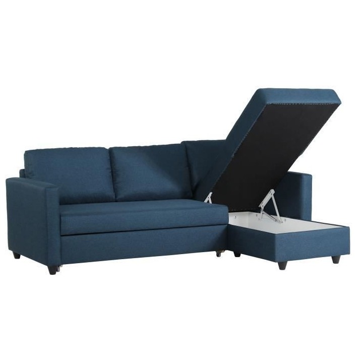 Canapé d'angle convertible réversible 3 places CATS - Tissu bleu - L