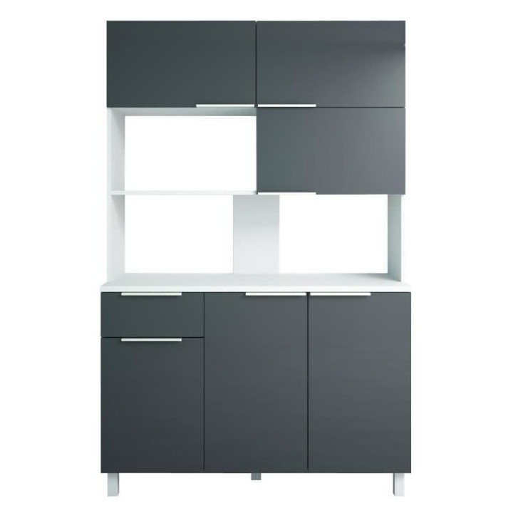 LOVA Buffet de cuisine contemporain gris brillant - L 120 cm