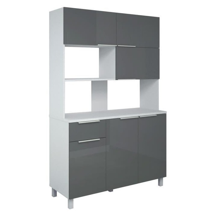 LOVA Buffet de cuisine contemporain gris brillant - L 120 cm