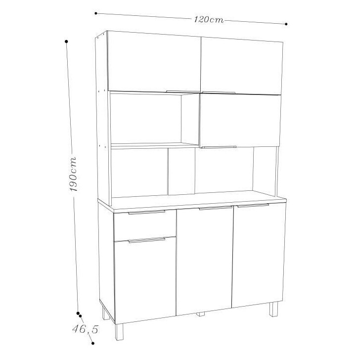 LOVA Buffet de cuisine contemporain noir brillant - L 120 cm