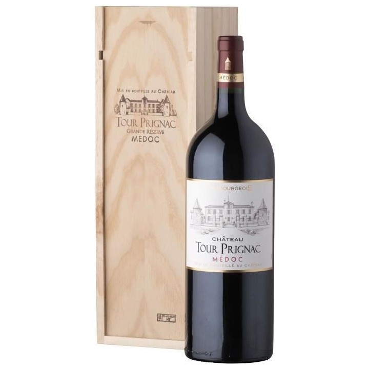 Magnum Coffret Cadeau Caisse Bois - Château Tour Prignac 2018 Médoc