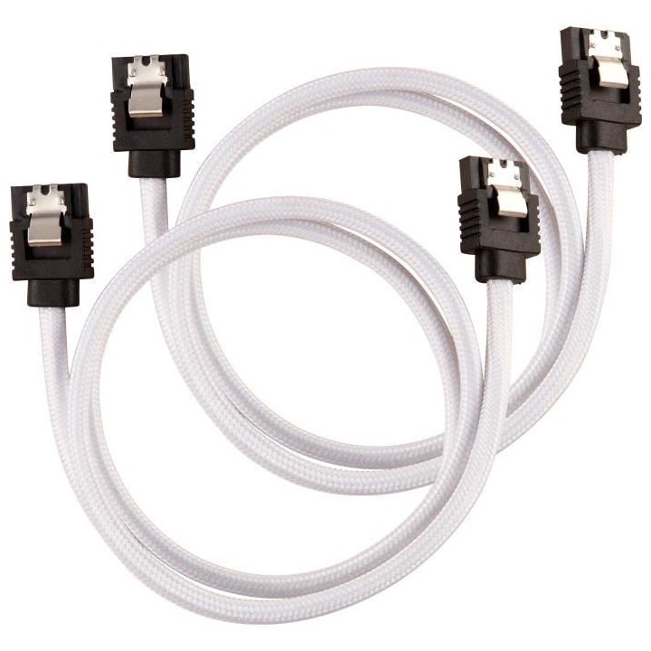 CORSAIR Câble gainé Premium SATA 6Gbps Blanc 60cm Droit - (CC-890025
