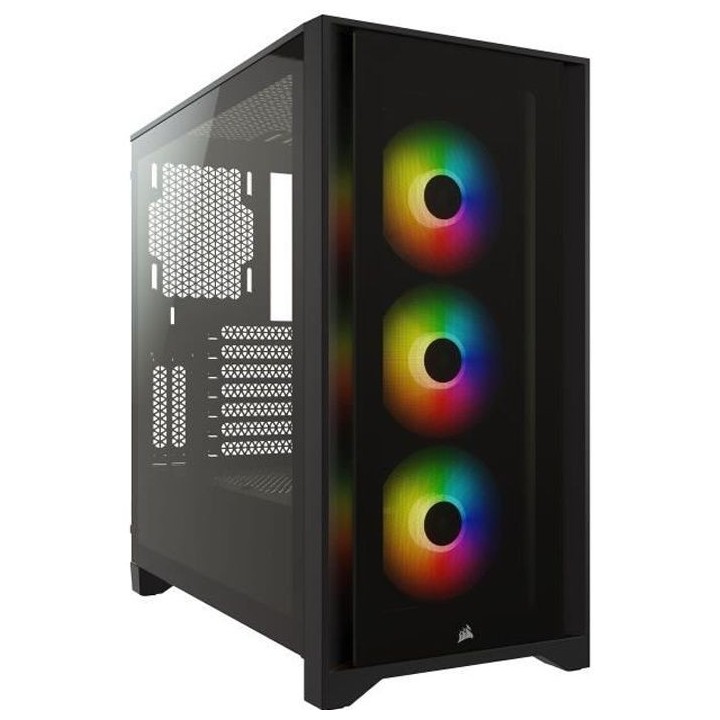 CORSAIR Boîtier PC iCUE 4000X RGB - Moyen Tour - Verre trempé - Noir