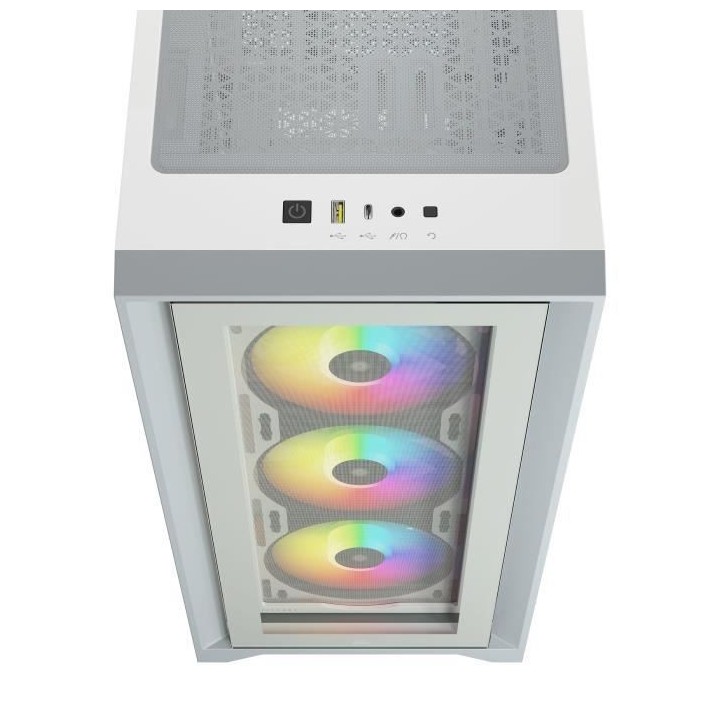 CORSAIR Boîtier PC iCUE 4000X RGB - Moyen Tour - Verre trempé - Blan